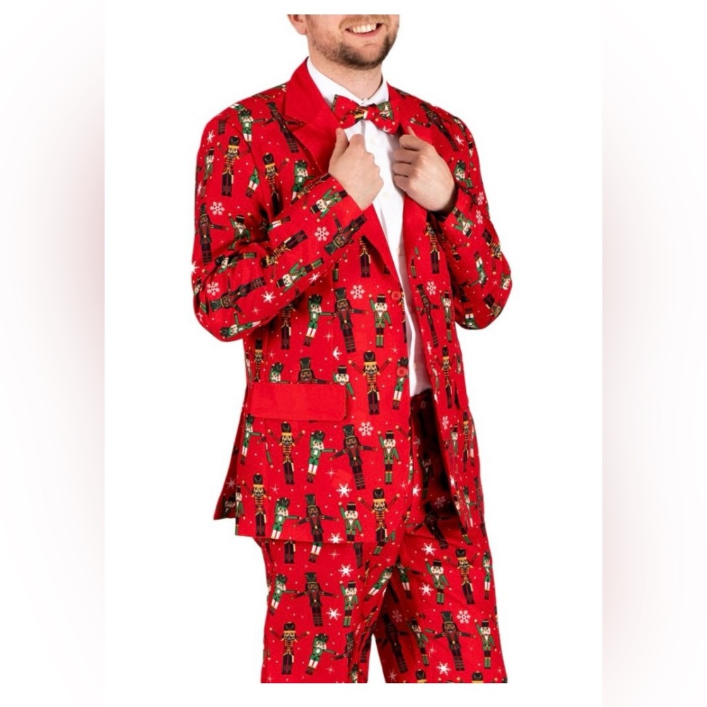 Mens 3 piece Christmas suit lights up- nutcracker red - brand new